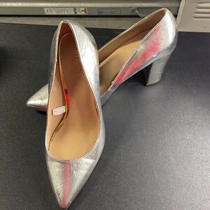 Merona Silver Pointed Toe Block Heel Pumps